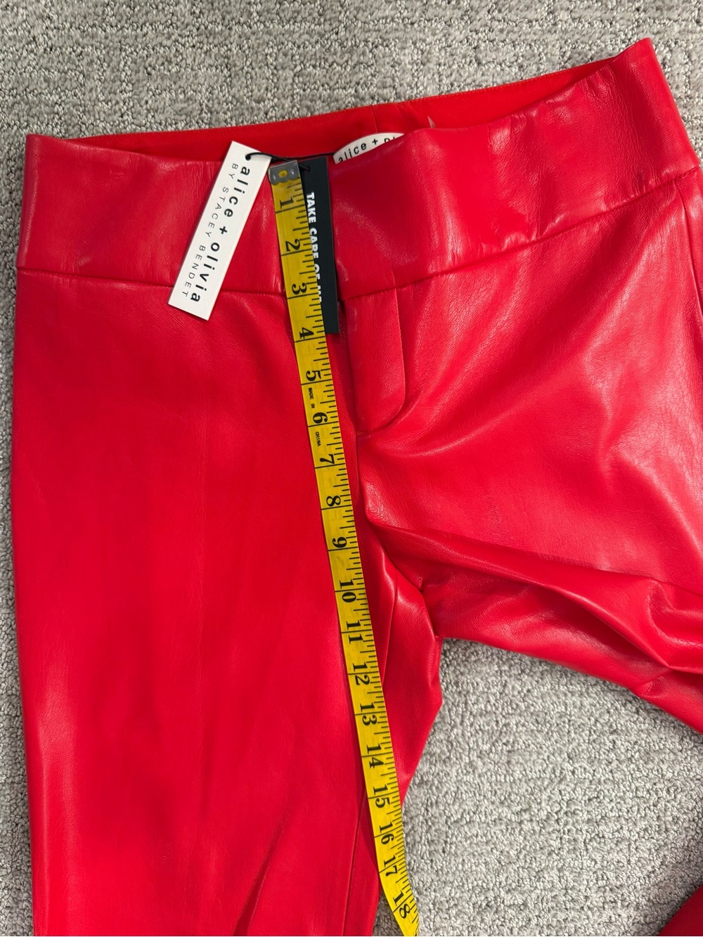 NEW ALICE + OLIVIA Red Fitted Vegan Leather Blazer Suit - Picture 14 of 15